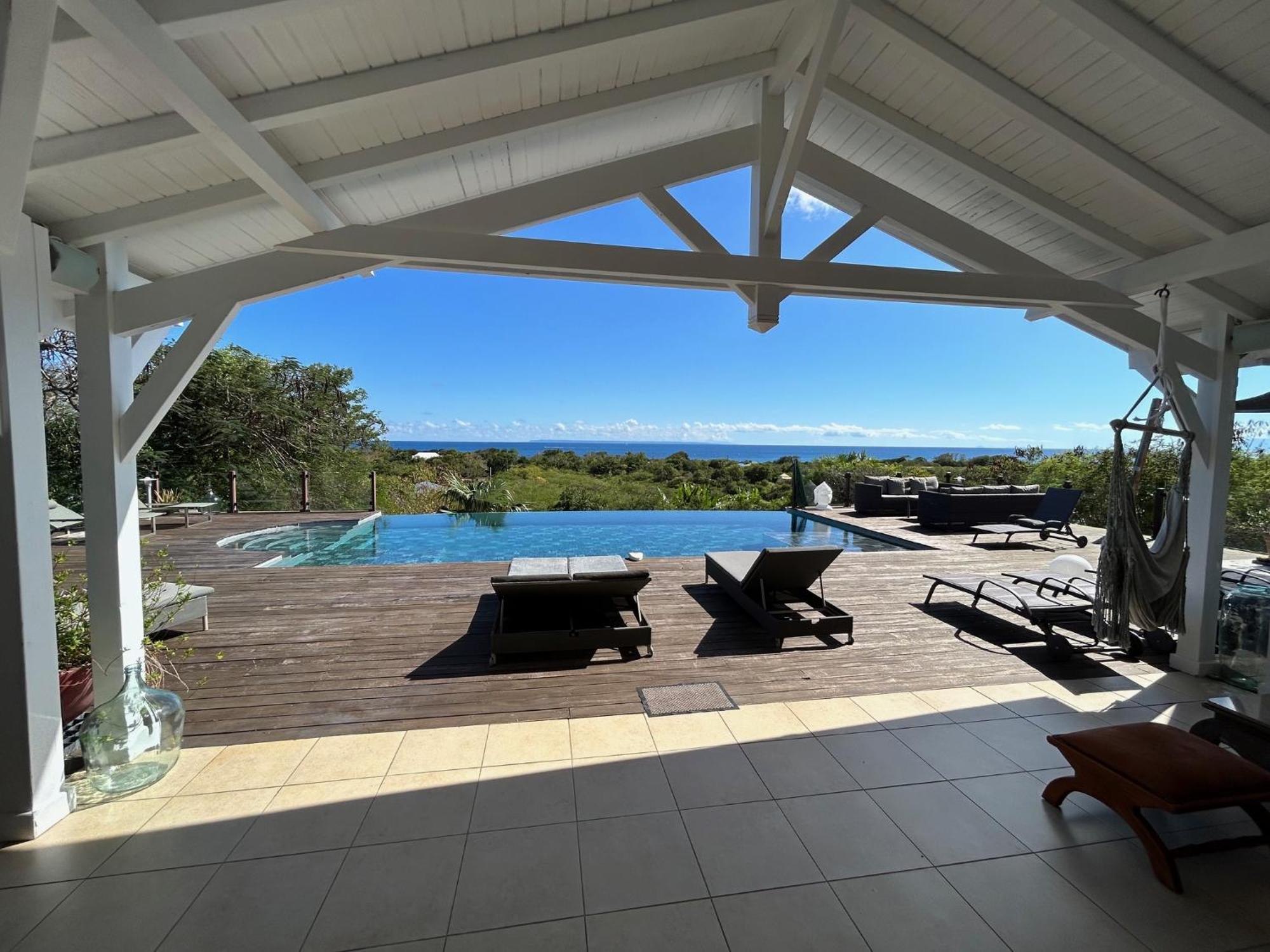Villa Deluxe L'Hacienda Villa Vue Mer 180 Piscine Jacuzzi Proche Plage Marina Golf Pointe Des Chateaux Et Casino Jardin Clos Voyage Durable サン・フランソワ エクステリア 写真