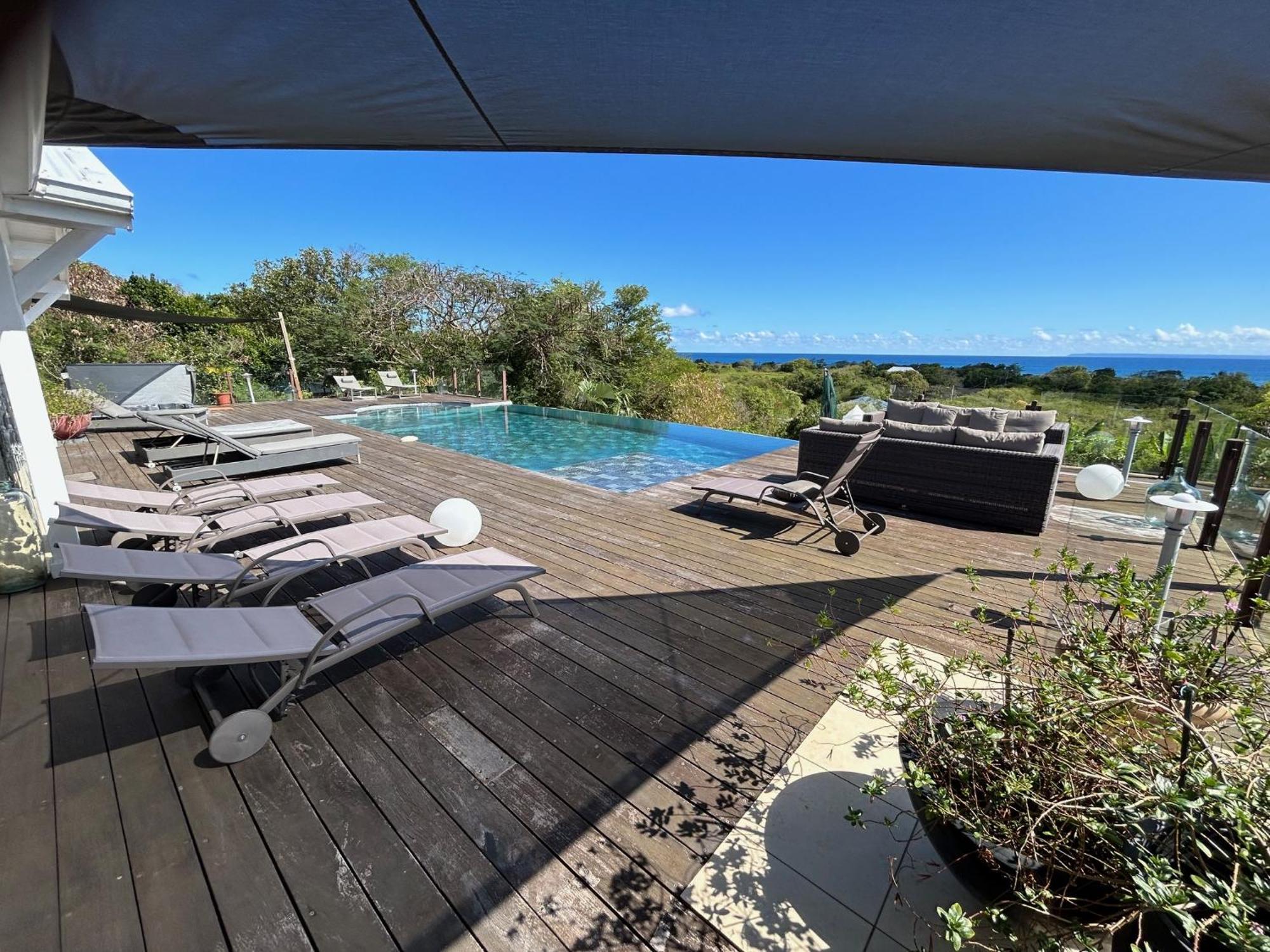Villa Deluxe L'Hacienda Villa Vue Mer 180 Piscine Jacuzzi Proche Plage Marina Golf Pointe Des Chateaux Et Casino Jardin Clos Voyage Durable サン・フランソワ エクステリア 写真
